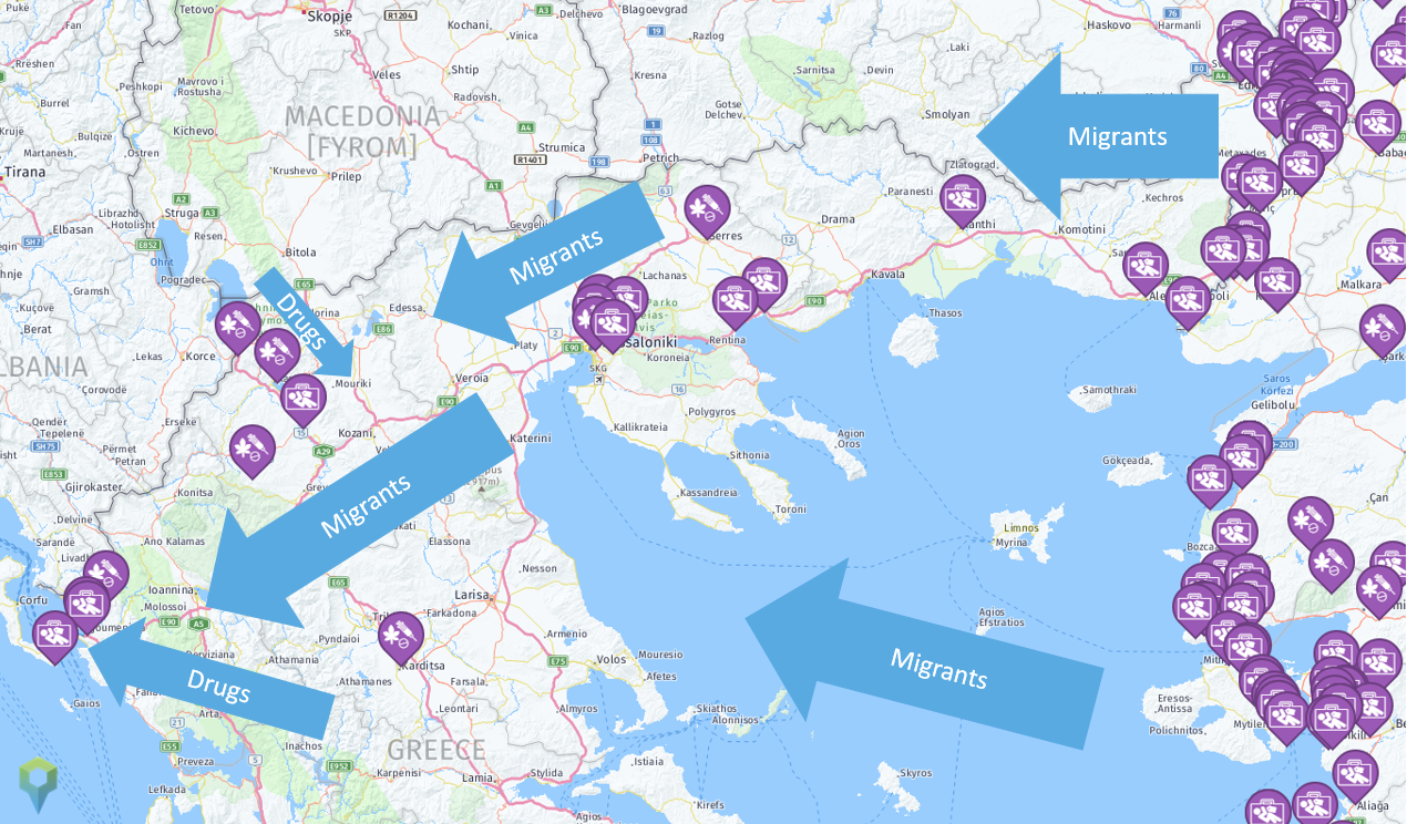 Image showing human and drug trafficking incidents in Turkey and Greece